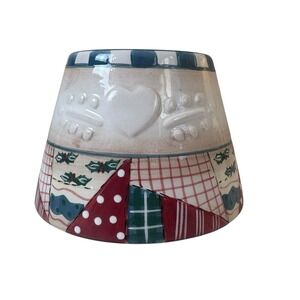 Vtg Home Interior Candle Shade Jar Topper Heartwarming Holiday Patchwork Cottage